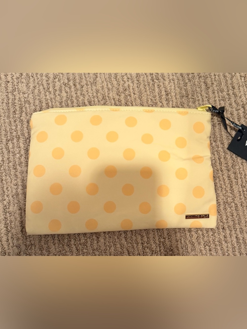 NWT White Fox Boutique Bodie Makeup Pouch Lemon Polka Dot